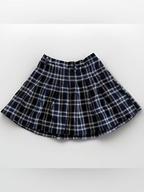 Plaid Pleated Skirt Black White Preppy Y2K Size M